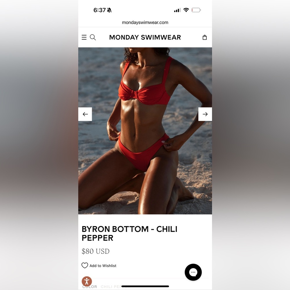 Monday Swimwear Red Bikini Byron Bottom